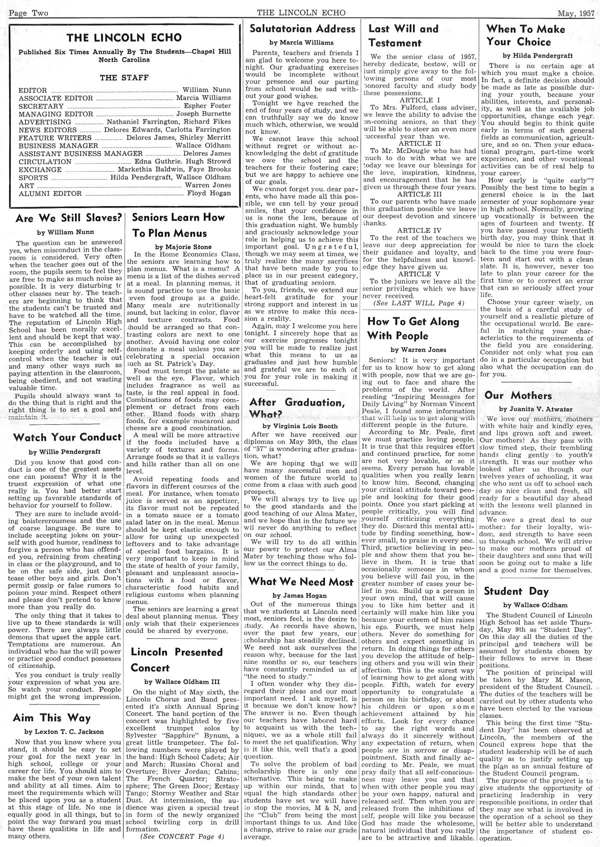 May, 1957 Echo page 2