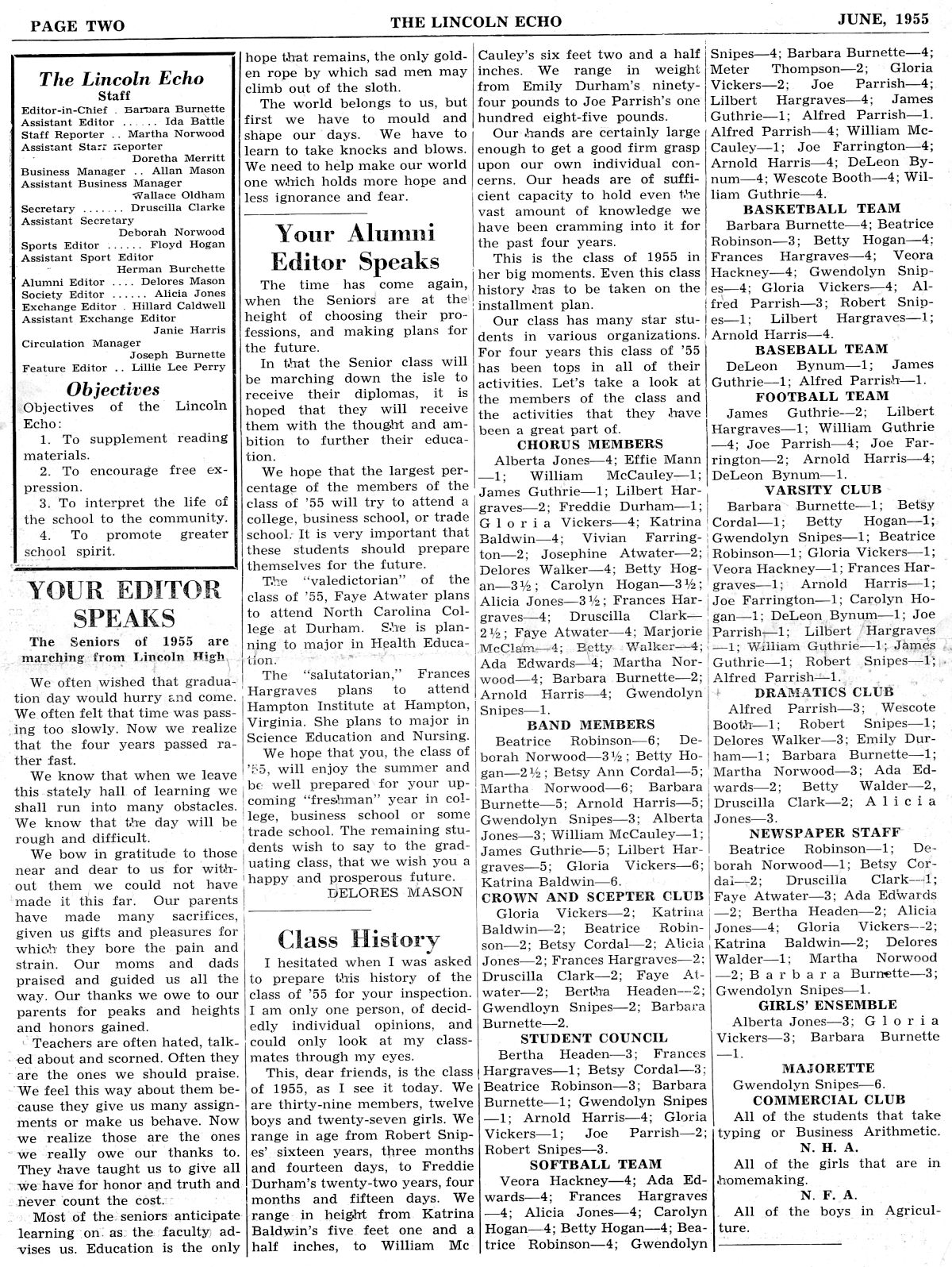 June, 1955 Echo page 2